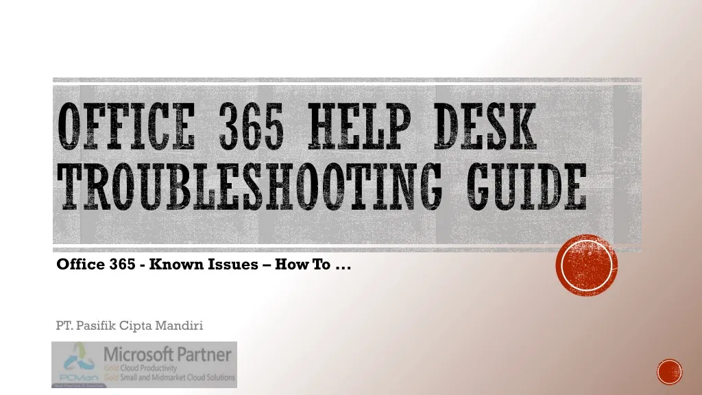office 365 help desk troubleshooting guide