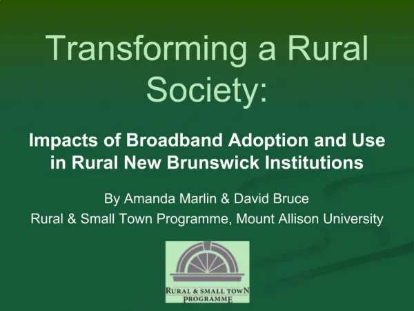 Transforming a Rural Society: