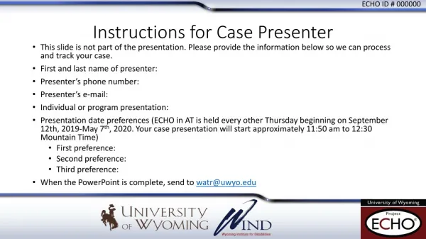 Instructions for Case Presenter