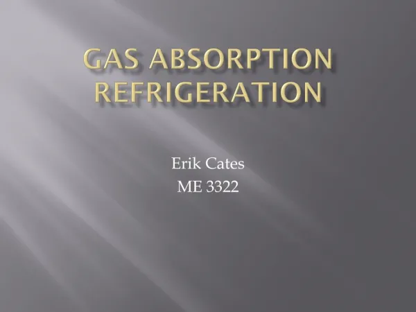 Gas Absorption Refrigeration