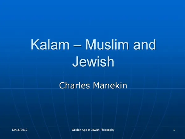 Kalam Muslim and Jewish