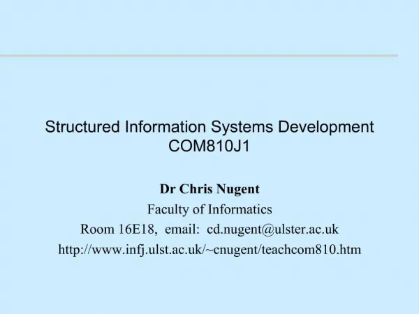 Structured Information Systems Development COM810J1
