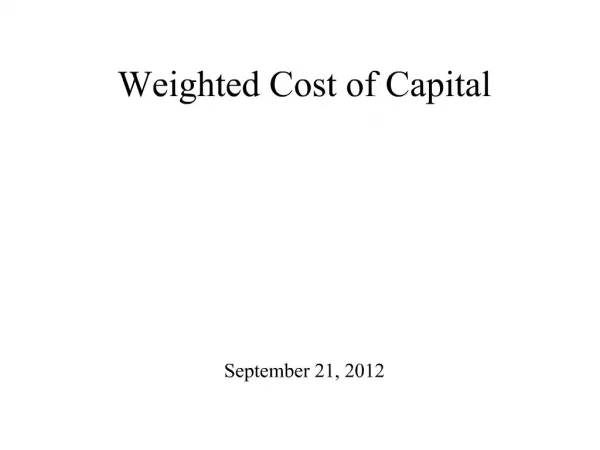Weighted Cost of Capital