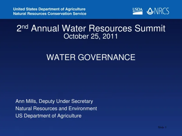 2 nd Annual Water Resources Summit October 25, 2011