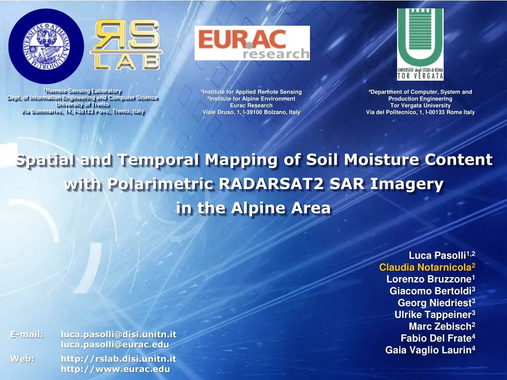 spatial and temporal mapping of soil moisture