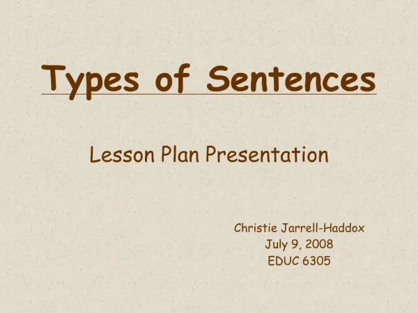 Types of Sentences Lesson Plan Presentation