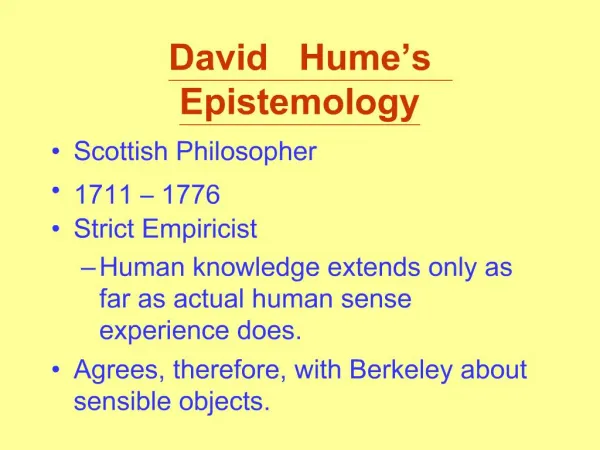 David Hume s Epistemology