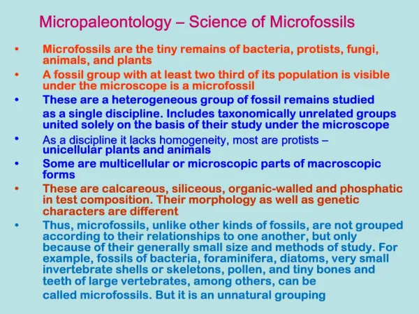 Micropaleontology Science of Microfossils