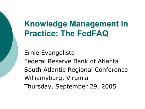 Knowledge Management in Practice: The FedFAQ