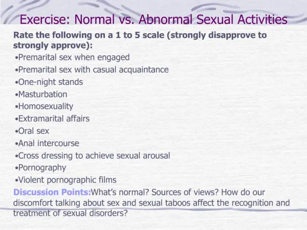 Exercise: Normal vs. Abnormal Sexual Activities