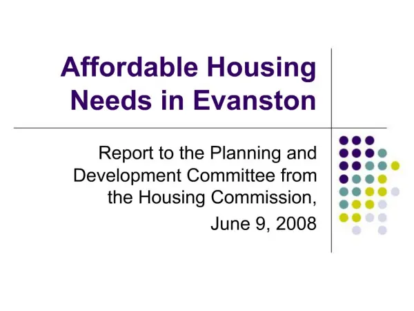 Affordable Housing Needs in Evanston