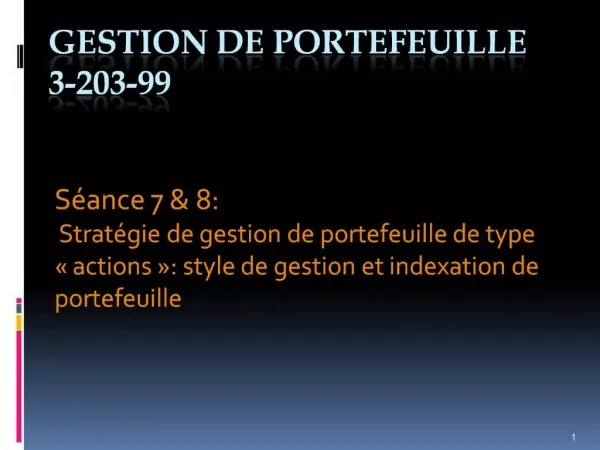 Gestion de portefeuille 3-203-99