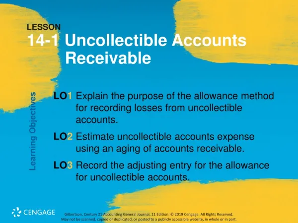 LESSON 14-1 Uncollectible Accounts 	Receivable
