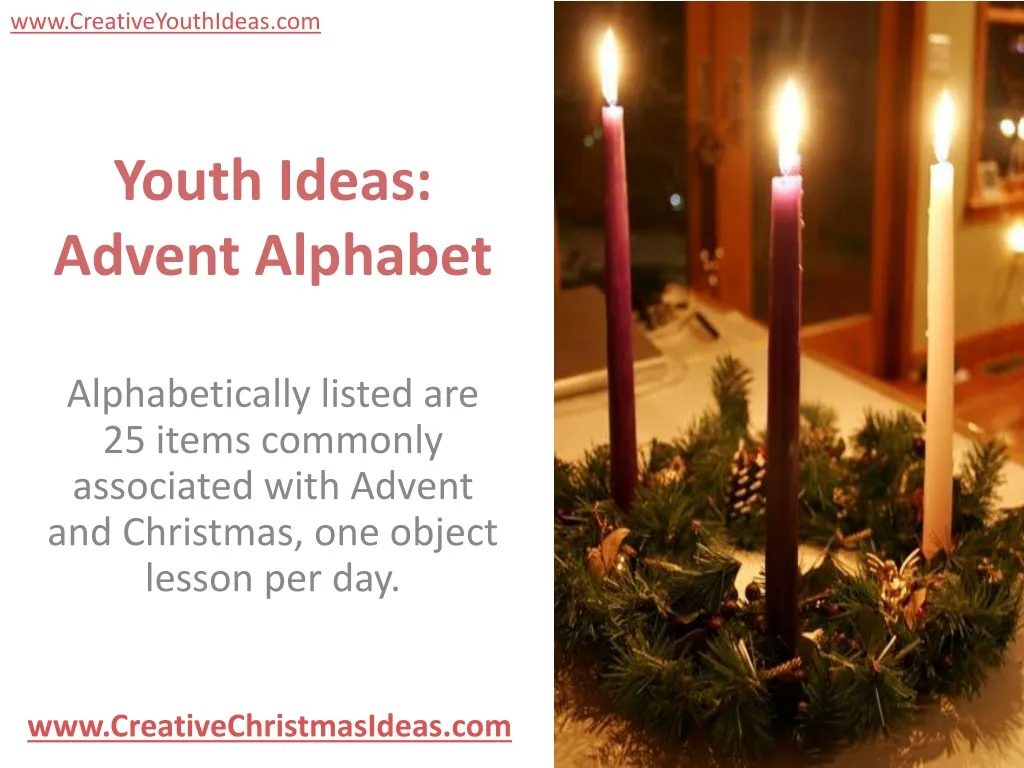 youth ideas advent alphabet