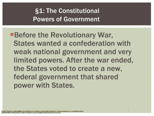 1: The Constitutional Powers of Government