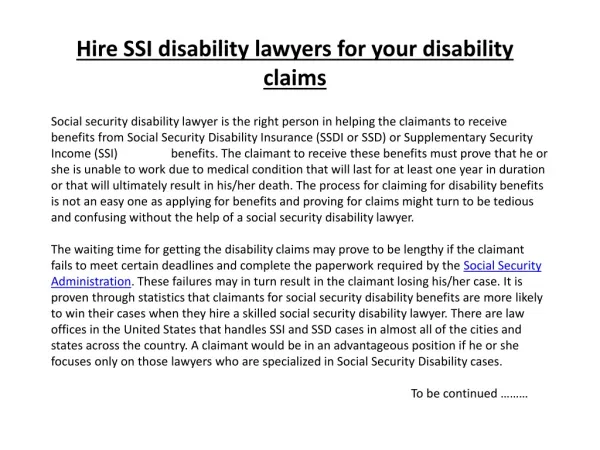 Hire SSI disability lawyers for your disability claims
