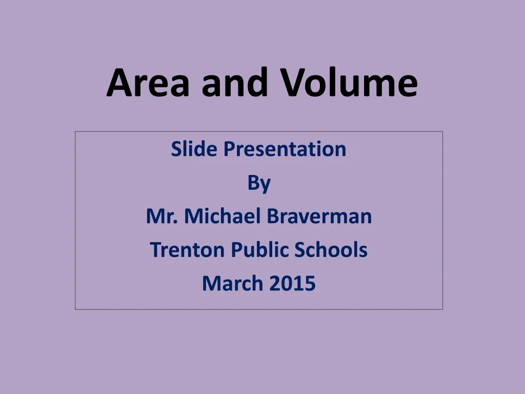 area and volume