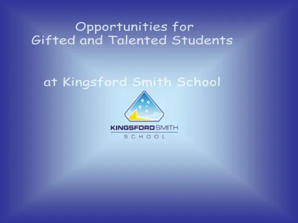 Opportunities for Gifted and Talented Students at Kingsford Smith School