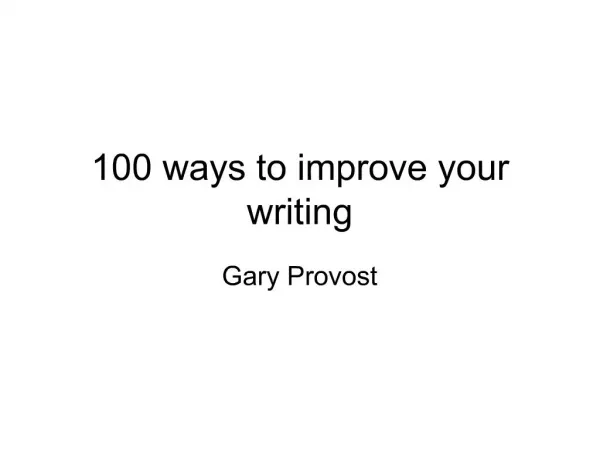 100 ways to improve your writing