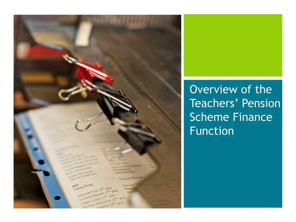overview of the teachers pension scheme finance function