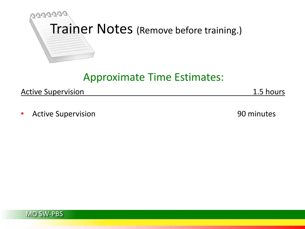 trainer notes remove before training