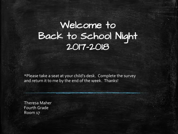 Welcome to Back to School Night 2017-2018