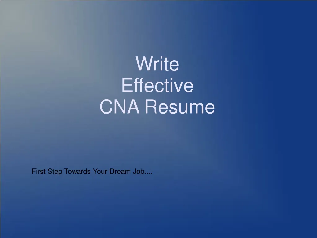 write effective cna resume