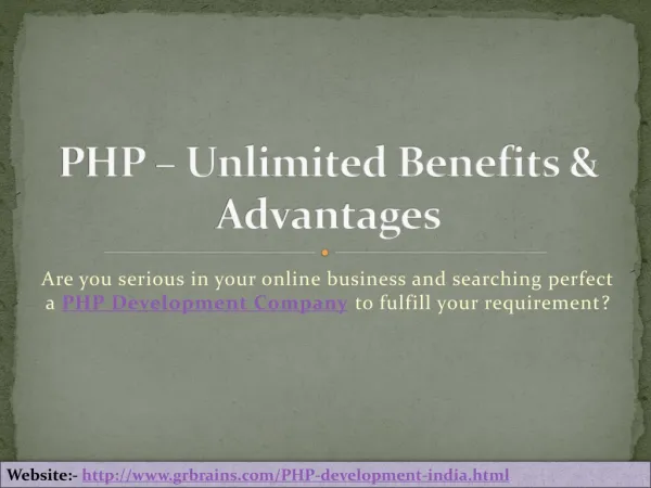 PHP – Unlimited Benefits & Advantages