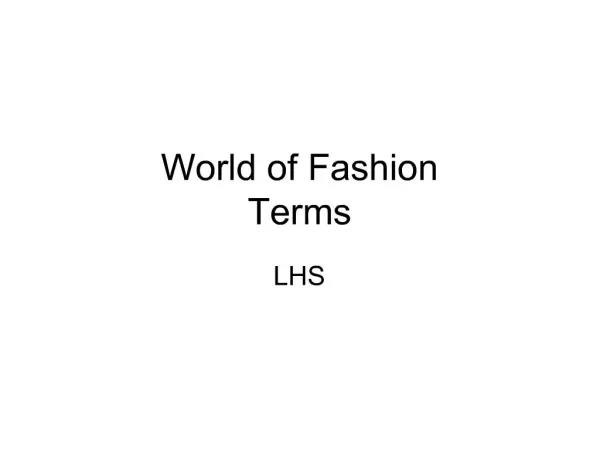 World of Fashion Terms