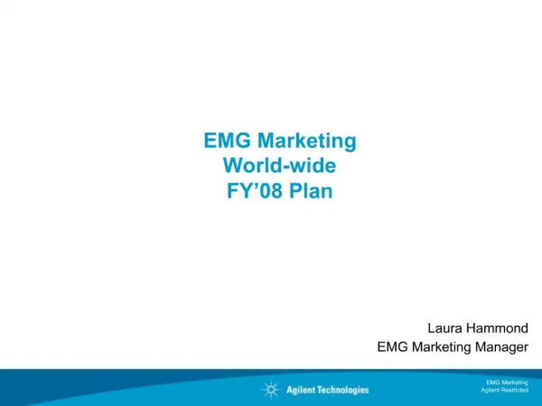 EMG Marketing World-wide FY 08 Plan