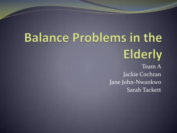 Balance Problems in the Elderly