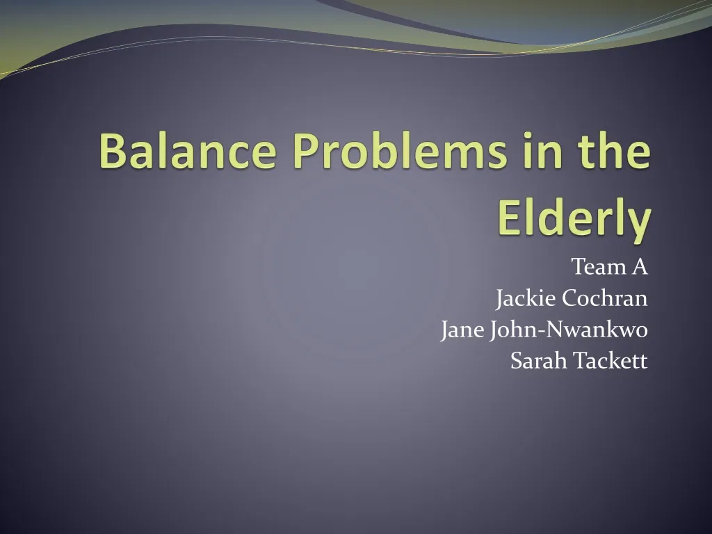 balance problems in the elderly