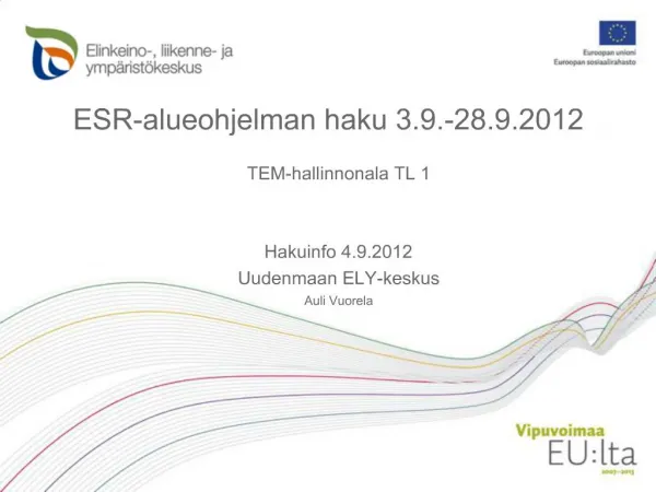ESR-alueohjelman haku 3.9.-28.9.2012