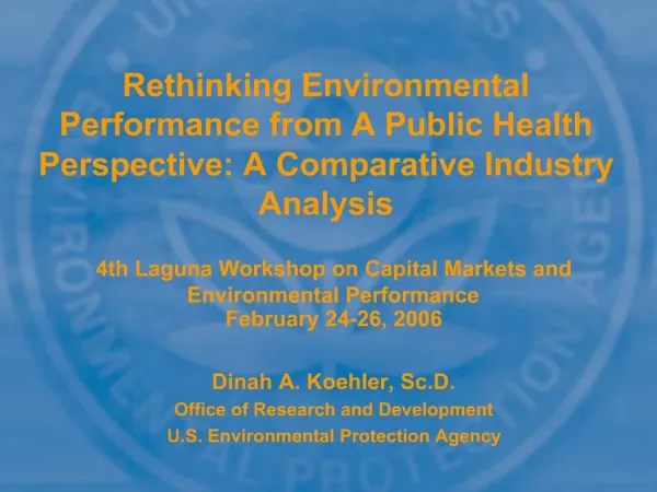 Rethinking Environmental Performance from A Public Health Perspective: A Comparative Industry Analysis