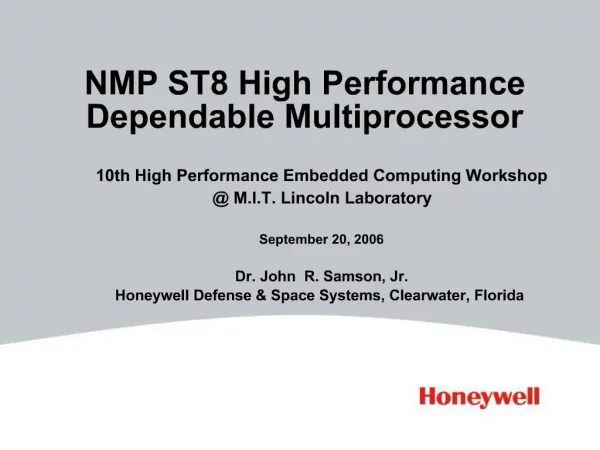 NMP ST8 High Performance Dependable Multiprocessor