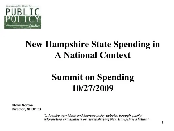 New Hampshire State Spending in A National Context Summit on Spending 10