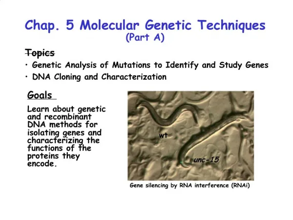 Chap. 5 Molecular Genetic Techniques Part A