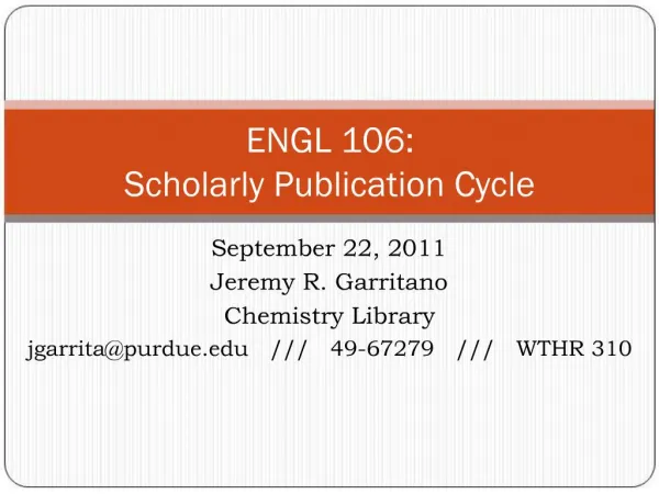 ENGL 106: Scholarly Publication Cycle