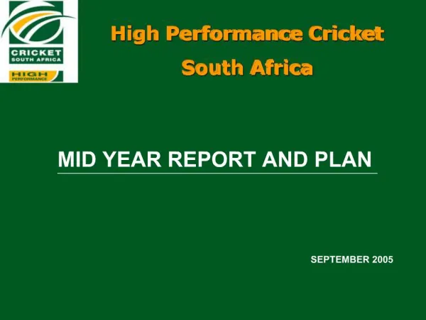 High Performance Cricket South Africa