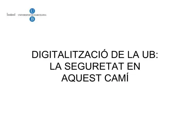 DIGITALITZACI DE LA UB: LA SEGURETAT EN AQUEST CAM