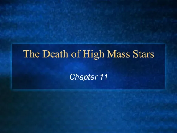 The Death of High Mass Stars
