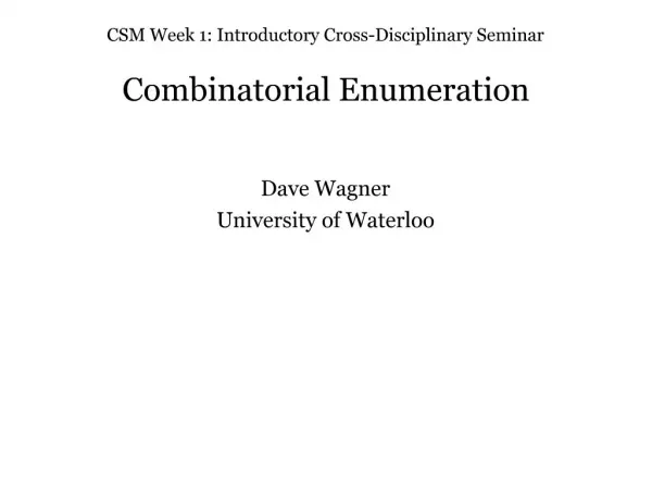 CSM Week 1: Introductory Cross-Disciplinary Seminar