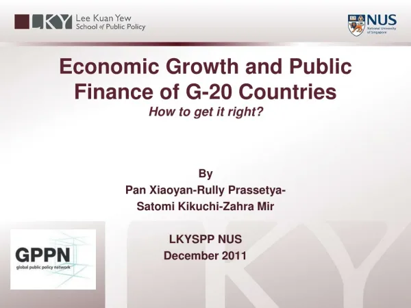 Economic G rowth and Public Finance of G-20 Countries How to get it right?