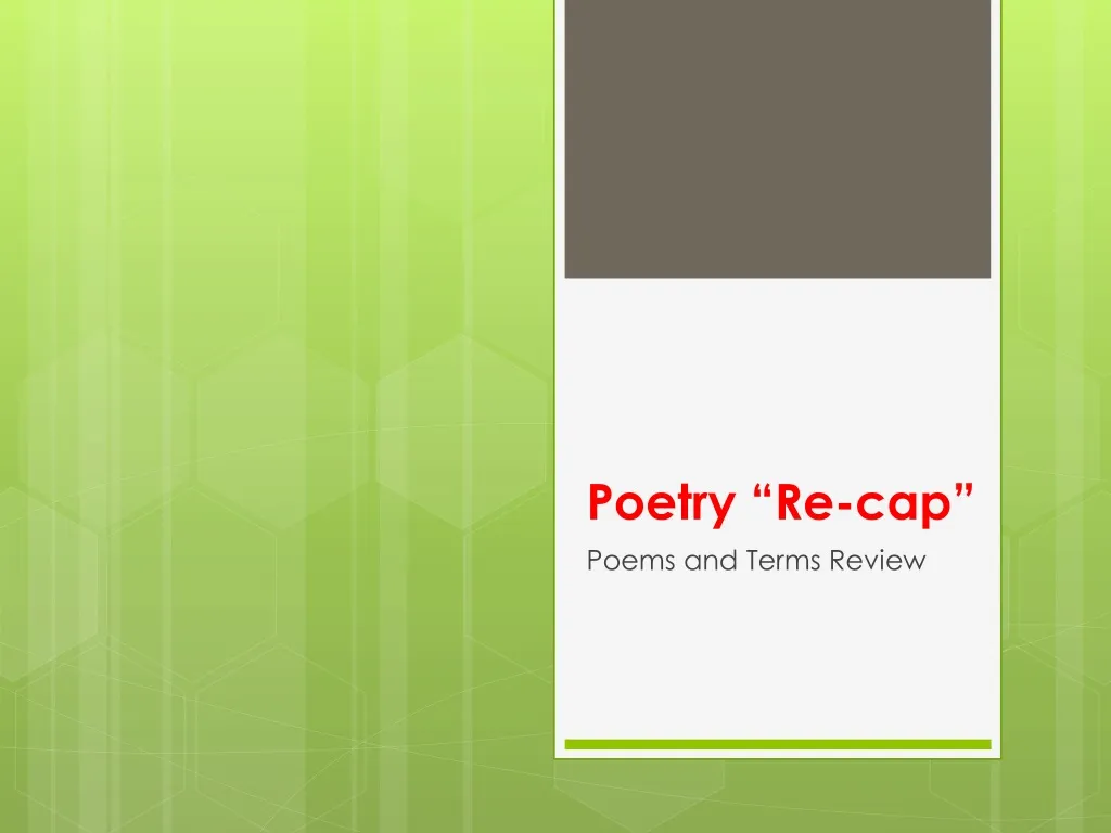 poetry re cap