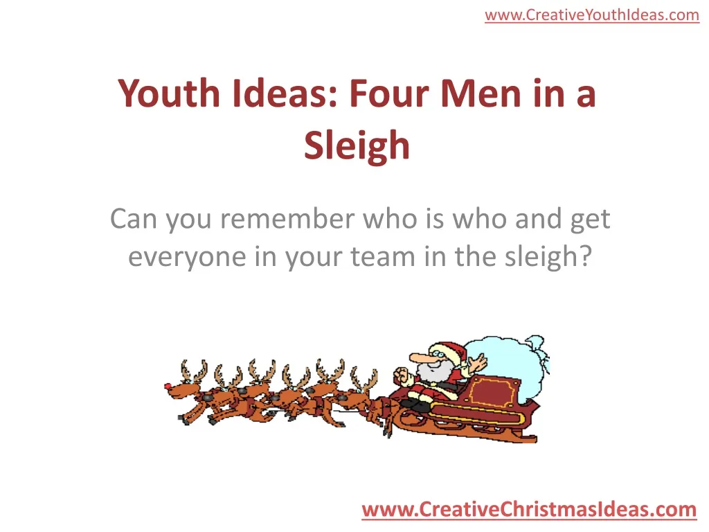 youth ideas four men in a sleigh
