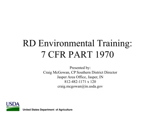 RD Environmental Training: 7 CFR PART 1970