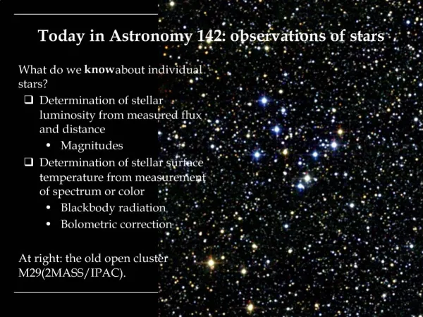 Today in Astronomy 142: observations of stars