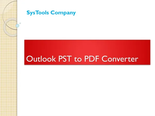 Outlook PST to PDF Conversion Tool