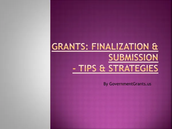 GovernmentGrants - Finalizationa and Submission procedure