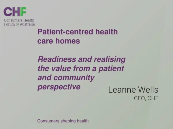 Patient-centred health care homes